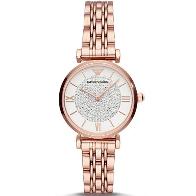 Emporio Armani AR11244 Horloge Gianni T-Bar staal rosekleurig-wit 32 mm
