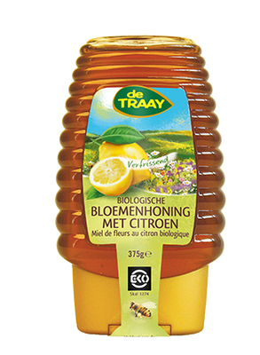 De Traay Bloemenhoning met Citroen Biologisch Knijpfles