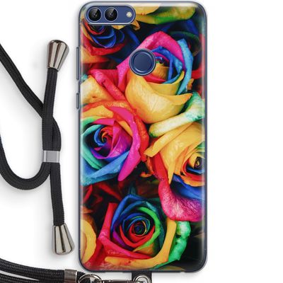 Neon bloemen: Huawei P Smart (2018) Transparant Hoesje met koord