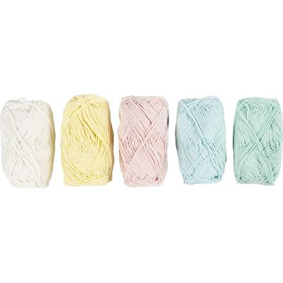 Creativ Company Katoengaren, afm 8/4, l: 5x50 m, pastelkleuren, 5x20 gr/ 1 doos