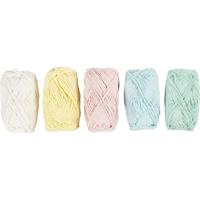 Creativ Company Katoengaren, afm 8/4, l: 5x50 m, pastelkleuren, 5x20 gr/ 1 doos