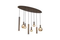 Hanglamp Lyon 8Lt Latte Metal and Amber Glass