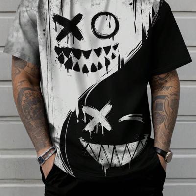 Men's Plus Size Graphic Print T-Shirt - Loose Fit Colorblock Tee White / 5XL