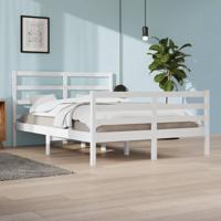 Bedframe massief grenenhout wit 160x200 cm