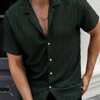 Bon&Bon Men's Brown Short Sleeve Casual Shirt | Lapel Collar Top Dark Green / XXL