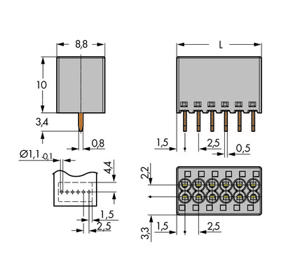 WAGO 2080-504 Veerkrachtklemblok 1 mm² Aantal polen 4 Grijs 100 stuk(s)