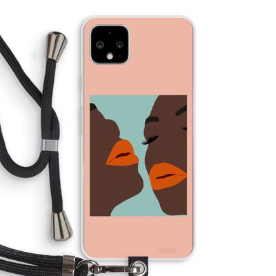Orange lips: Pixel 4 XL Transparant Hoesje met koord