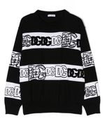 Dolce & Gabbana Kids pull en maille intarsia à broderies - Noir