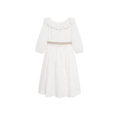 Mango Kids jurk van biologisch katoen naturel wit Mango Kids jurk van biologisch katoen naturel wit