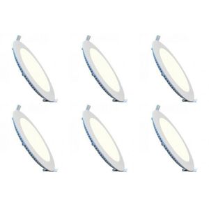 LED Downlight Slim 6 Pack - Inbouw Rond 3W - Natuurlijk Wit 4200K - Mat Wit Aluminium - Ø83mm