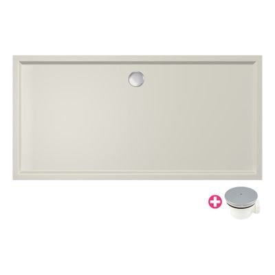 Douchevloer Xenz Mariana Plus | 180x90 cm | Incl.Afvoersifon-Chroom | Acryl | Rechthoekig | Pergamon