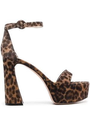 Gianvito Rossi sandales Holly 120 mm à imprimé léopard - Marron
