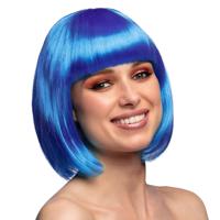 Verkleedpruik dames - blauw - Cabaret/Hollywood/Diva - Carnaval - kort haar bobline