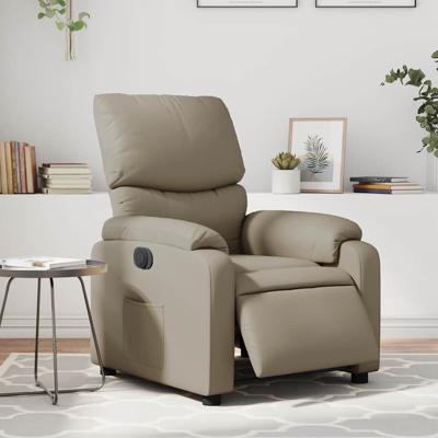 Fauteuil verstelbaar elektrisch kunstleer cappuccinokleurig