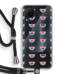 Smiley watermeloenprint: Huawei P40 Lite Transparant Hoesje met koord