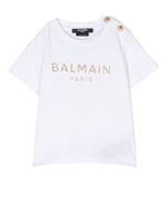 Balmain Kids t-shirt à logo pailleté - Blanc - thumbnail