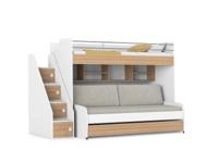 Opklap stapelbed 3 personen - Icon -houtlook - met bank grijs
