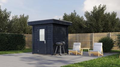 Lugarde Select Modern tuinhuis Den Haag 200x200cm - Zwarte olie- Plat dak- - Lugarde Select