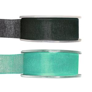 Organza sierlint pakket - zwart/mintgroen - 2,5 cm x 20 meter - Hobby/decoratie/knutselen