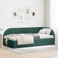 Hoekbedframe met hoofdeinde Donkergroen 90 cm x 190 cm Fluweel