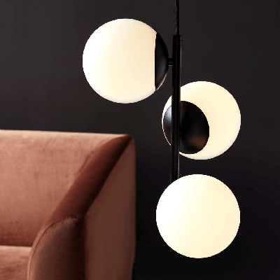 Nordlux Lilly Hanglamp opaal glas zwart glazen bollen E14 fitting 15 cm