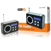 Compacte draagbare FM-radio met ingang voor MP3-speler en telefoon