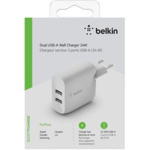 Belkin Dual USB-A Charger. 24W white WCB002vfWH