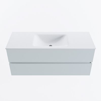 MONDIAZ VICA 120cm badmeubel onderkast Clay 2 lades. Wastafel CLOUD midden 1 kraangat, kleur Talc.