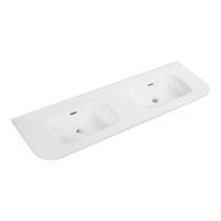 Saniclass Terra Meubelwastafel - 121x46x2cm - afgeronde hoeken - 2 wastafels - zonder kraangat - wit glans SW1418358