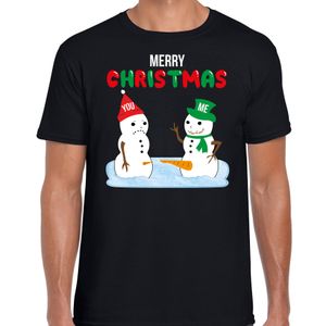 Merry Christmas sneeuwpoppen mijne is groter fout Kerst t-shirt zwart voor heren