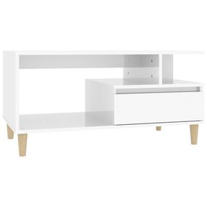 The Living Store Salontafel - Hoogglans wit - 90 x 49 x 45 cm - Duurzaam hout