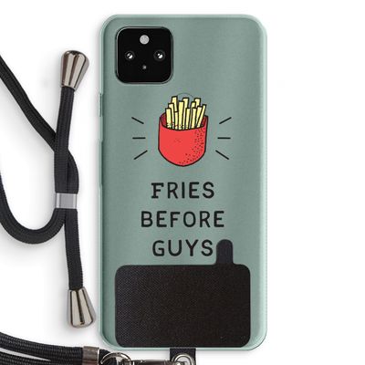Fries before guys: Pixel 5a 5G Transparant Hoesje met koord