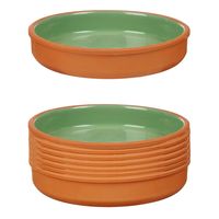 8x stuks tapas/hapjes serveren/oven schaal terracotta/groen 23 x 4 cm