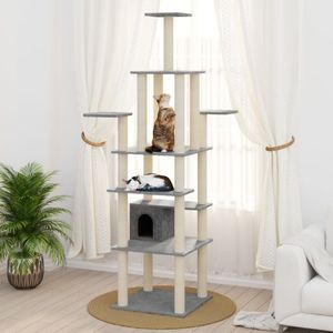 VidaXL Kattenkrabpaal met sisal krabpalen 183 cm lichtgrijs