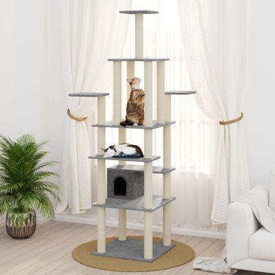 VidaXL Kattenkrabpaal met sisal krabpalen 183 cm lichtgrijs