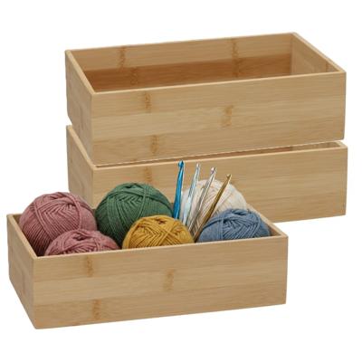 5Five houten bakje - 3x - organizer - bamboe - 25 x 15 x 7 cm - kast en lade verdelers - opslag
