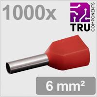 TRU COMPONENTS TC-13377232 Dubbele adereindhulzen 1 mm² Deels geïsoleerd Rood 1000 stuk(s) TRU COMPONENTS TC-13377232 Dubbele adereindhulzen 1 mm² Deels geïsoleerd Rood 1000 stuk(s)
