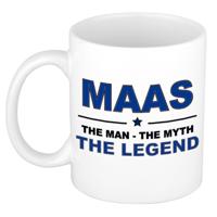 Maas cadeau mok - man myth legend - naam koffiemok / beker - wit en blauw - 300 ml
