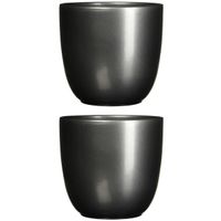 2x stuks bloempot antraciet grijs keramiek voor kamerplant H28.5 x D31 cm 2x stuks bloempot antraciet grijs keramiek voor kamerplant H28.5 x D31 cm