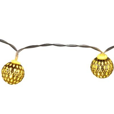 Lichtsnoer - gouden ballen - 8 led bollen - warm wit - 130 cm - batterij - verlichting