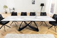 Uitschuifbare eettafel INFINITY 180-260cm wit keramiek marmer zwart metaal - 45180