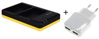 Duo lader voor 2 camera accu's Nikon EN-EL14 + handige 2 poorts USB 230V adapter - thumbnail