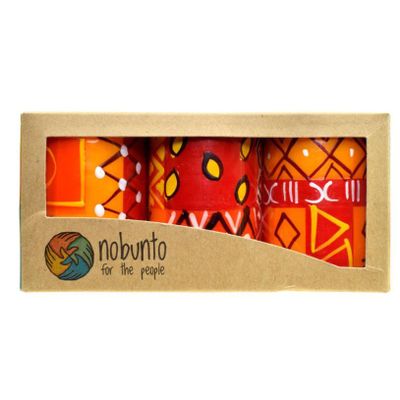 Handgeschilderde Kaarsen 'Zahabu' in Giftbox - 3 stuks