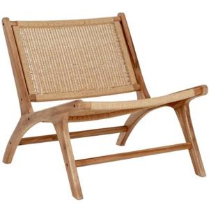 24Designs Lazy Loungestoel - Bruin - Teakhouten Frame - Loom Zitting