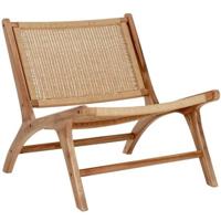 24Designs Lazy Loungestoel - Bruin - Teakhouten Frame - Loom Zitting