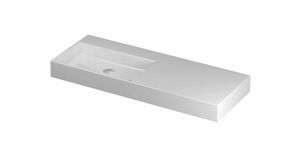 INK United porseleinen wastafel links zonder kraangat met porseleinen click-plug en verborgen overloop systeem 120 x 45 x 11 cm, glanzend wit