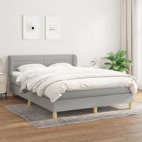 Boxspring met matras stof lichtgrijs 140x190 cm