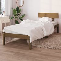 Bedframe massief grenenhout honingbruin 90x190 cm UK Single - thumbnail