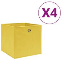 VidaXL Opbergboxen 4 st 28x28x28 cm nonwoven stof geel - thumbnail