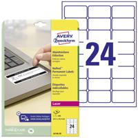 Avery-Zweckform L6146-20 Veiligheidsetiketten 63.5 x 33.9 mm Polyester folie Wit 480 stuk(s) Permanent hechtend Laser (zwart/wit) - thumbnail